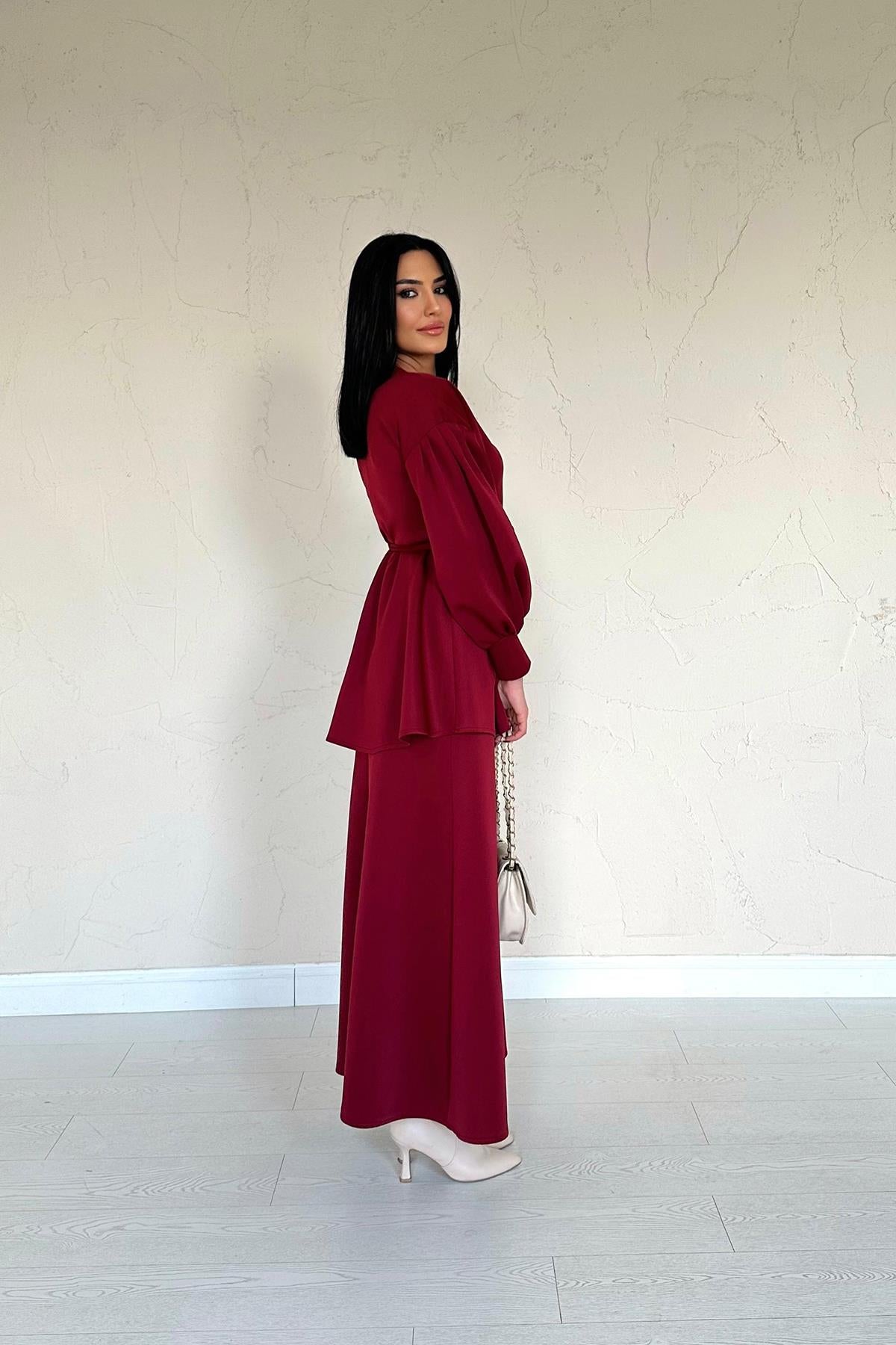 Toptan Bordo Gül Detaylı Takım