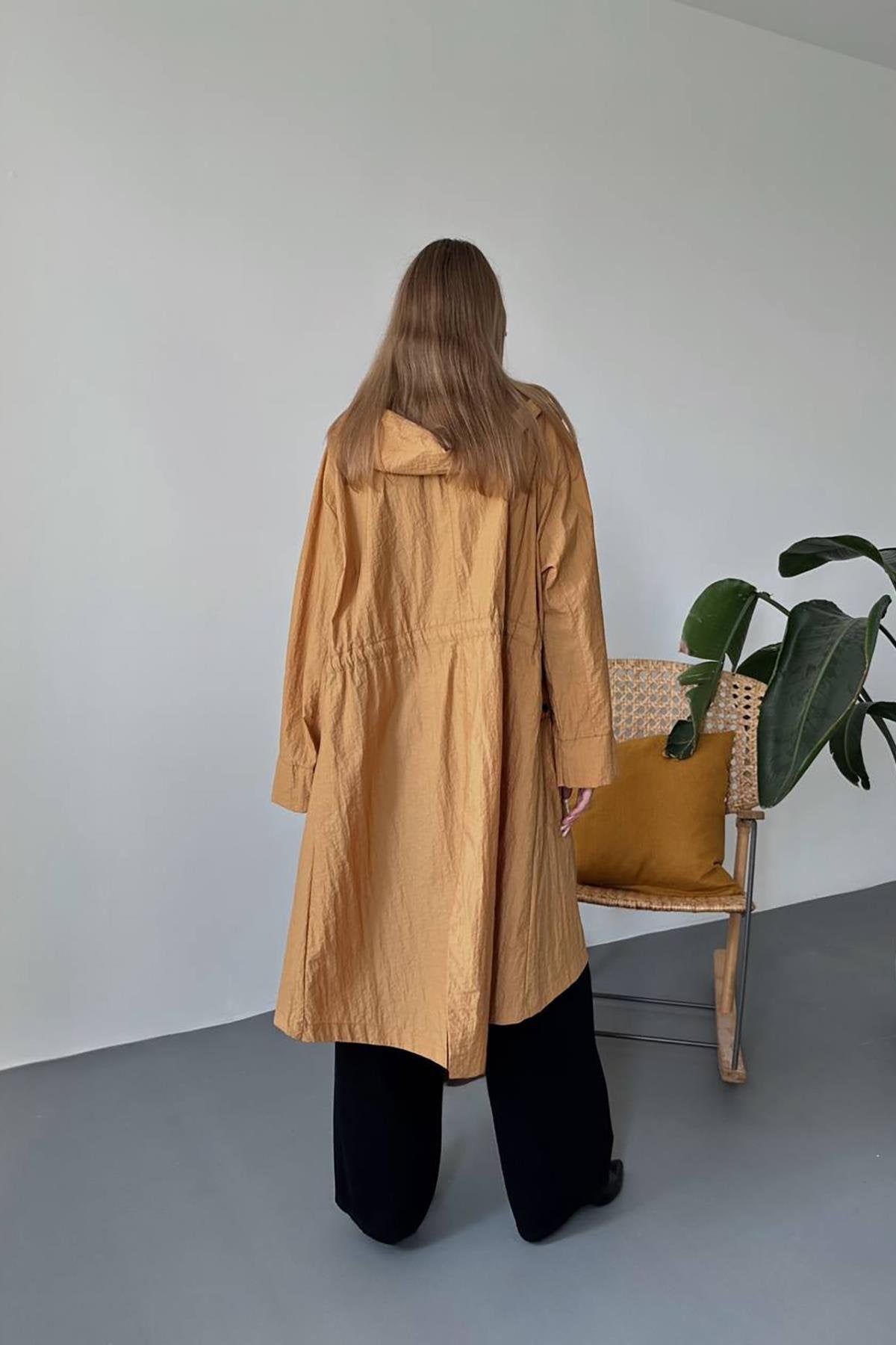 Toptan Camel Askı Detaylı Trençkot