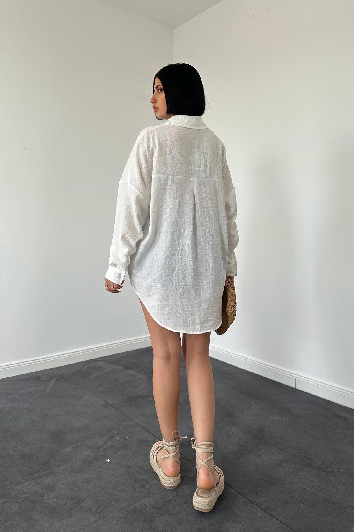 Toptan Ekru Pulpayet Nakışlı Bedensiz Gömlek