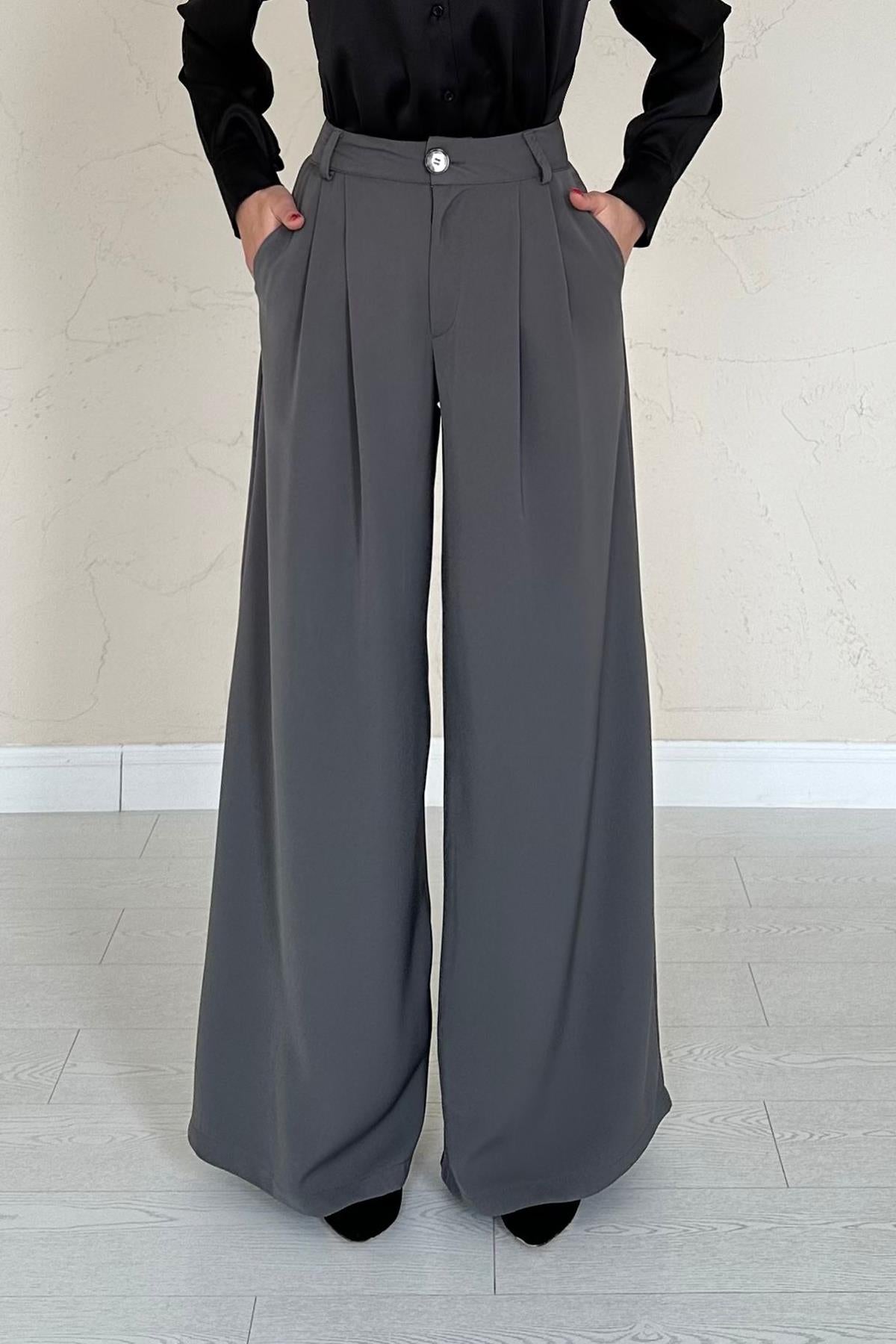 Toptan Füme Pileli Comfort Pantolon