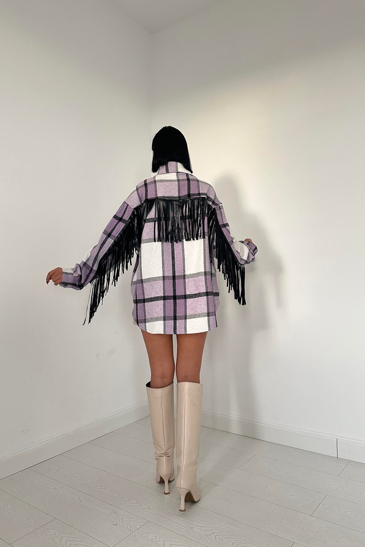 Toptan Lila Arkası Püsküllü Gömlek