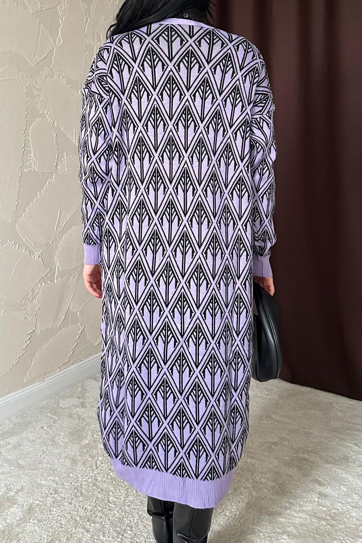 Toptan Lila Düğmeli Triko Hırka