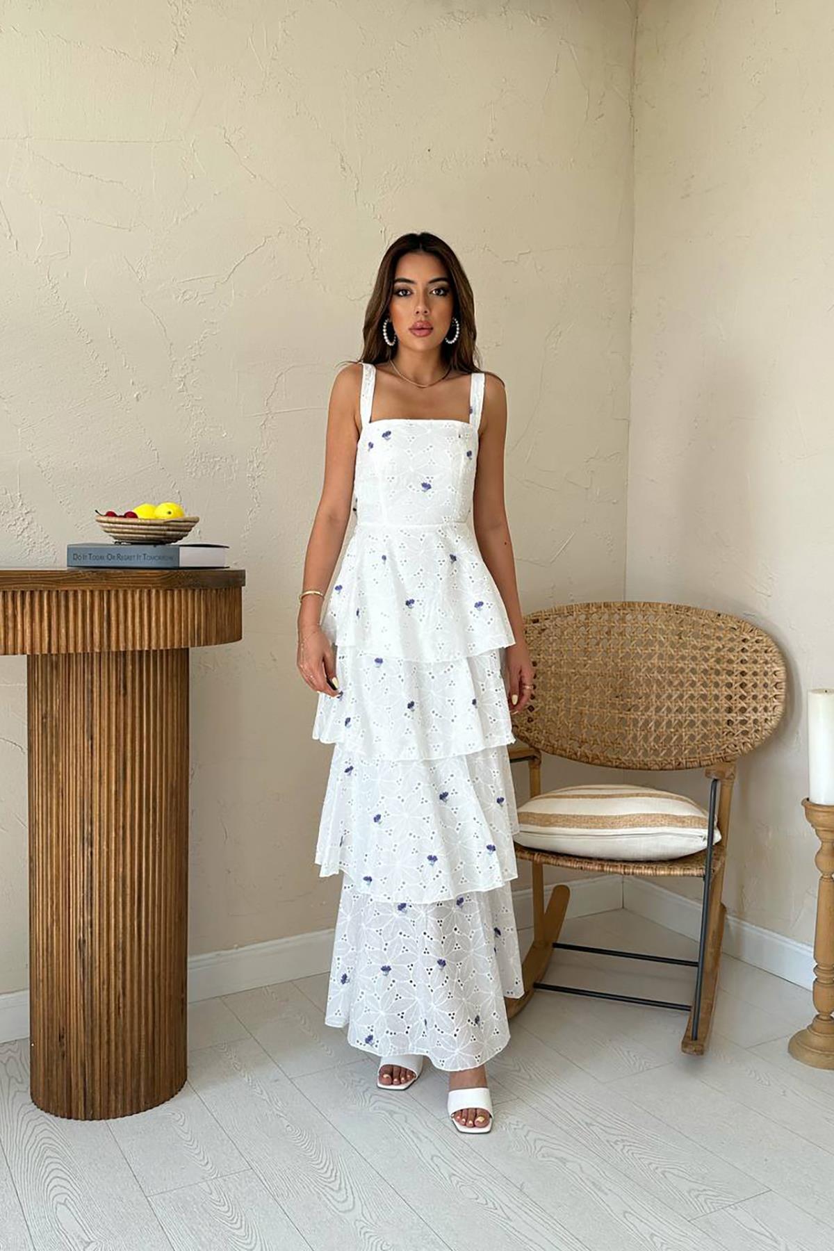 Toptan Lila Kat Kat Arkası Bağlamalı Elbise Lila L