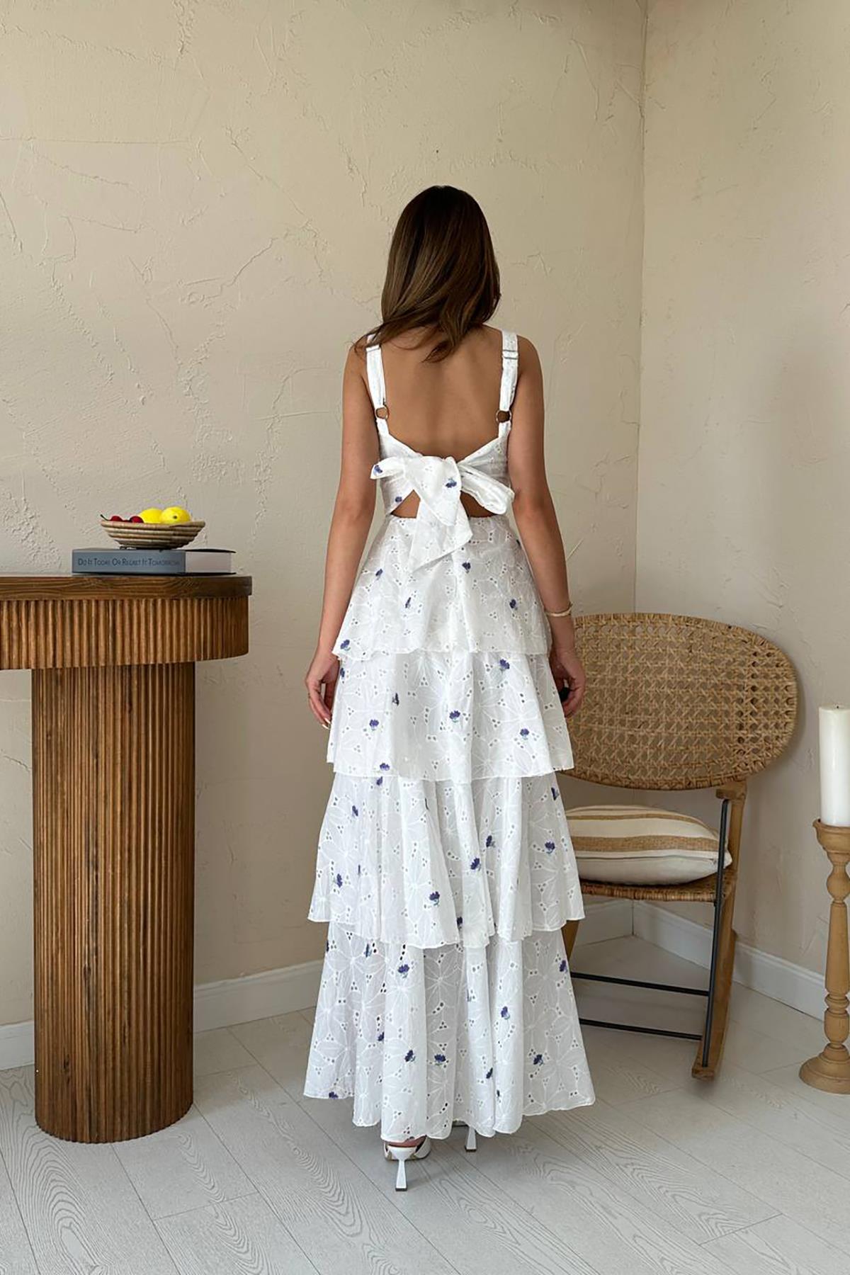 Toptan Lila Kat Kat Arkası Bağlamalı Elbise