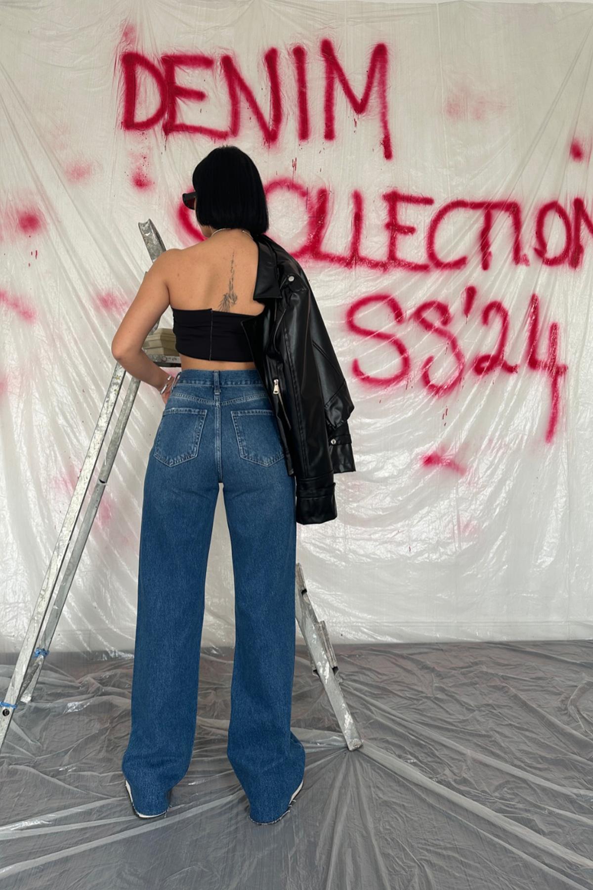 Toptan Mavi Yırtık Jeans Pantolon