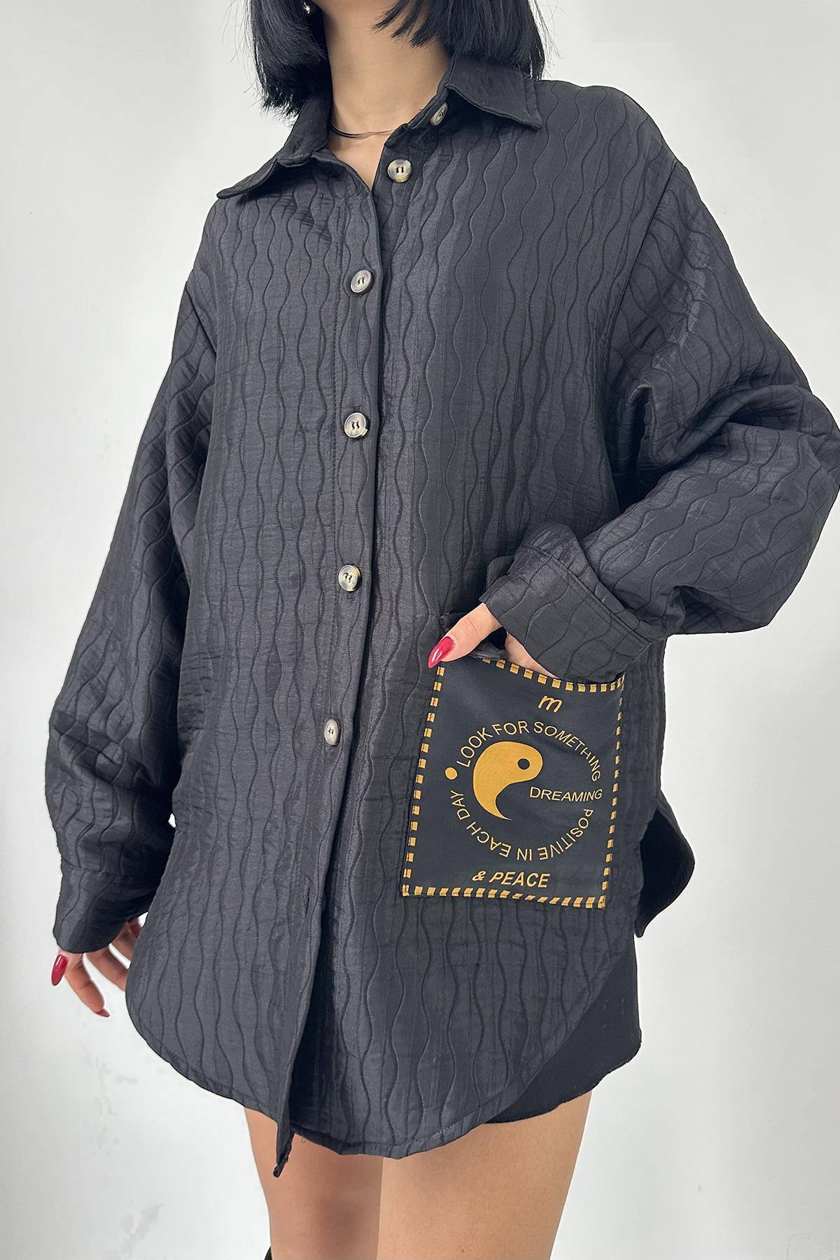 Toptan Siyah Cepli Kapitone Gömlek