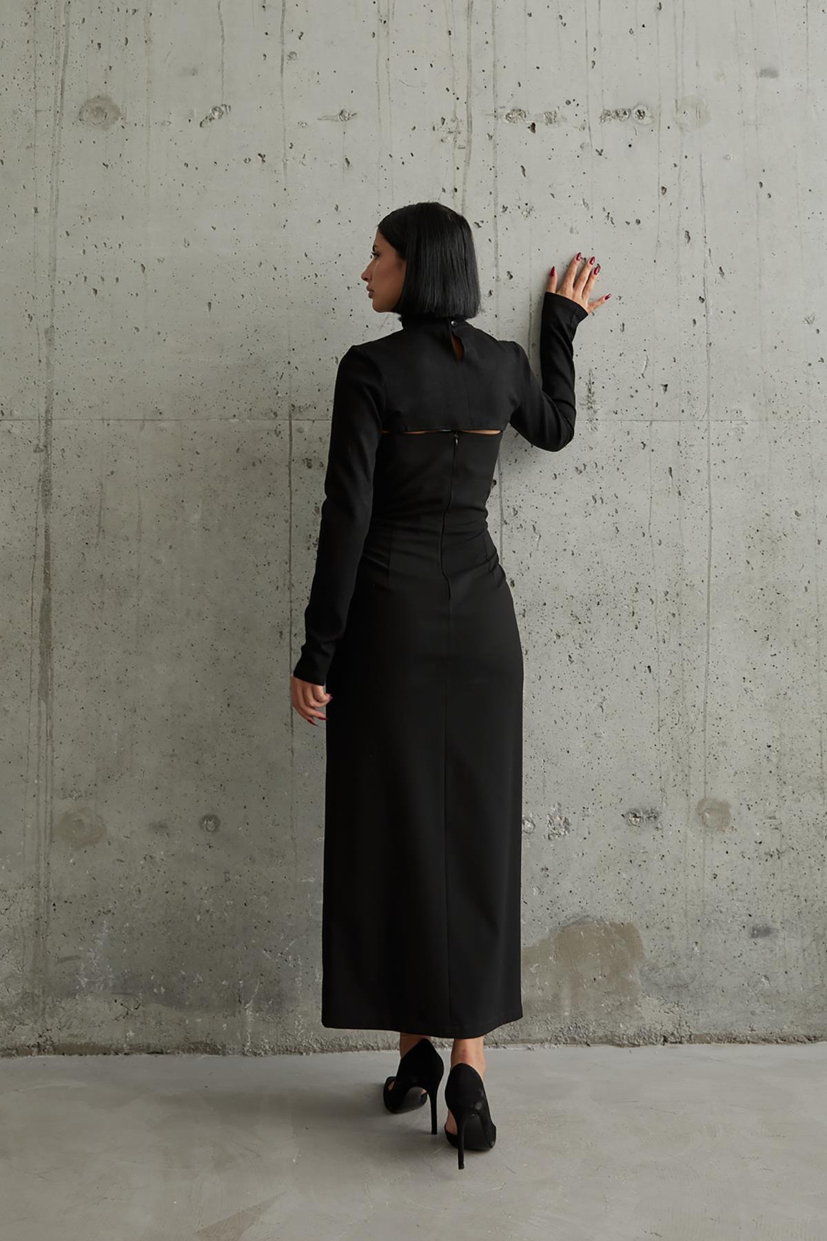 Toptan Siyah Göğüs Kuplu Elbise