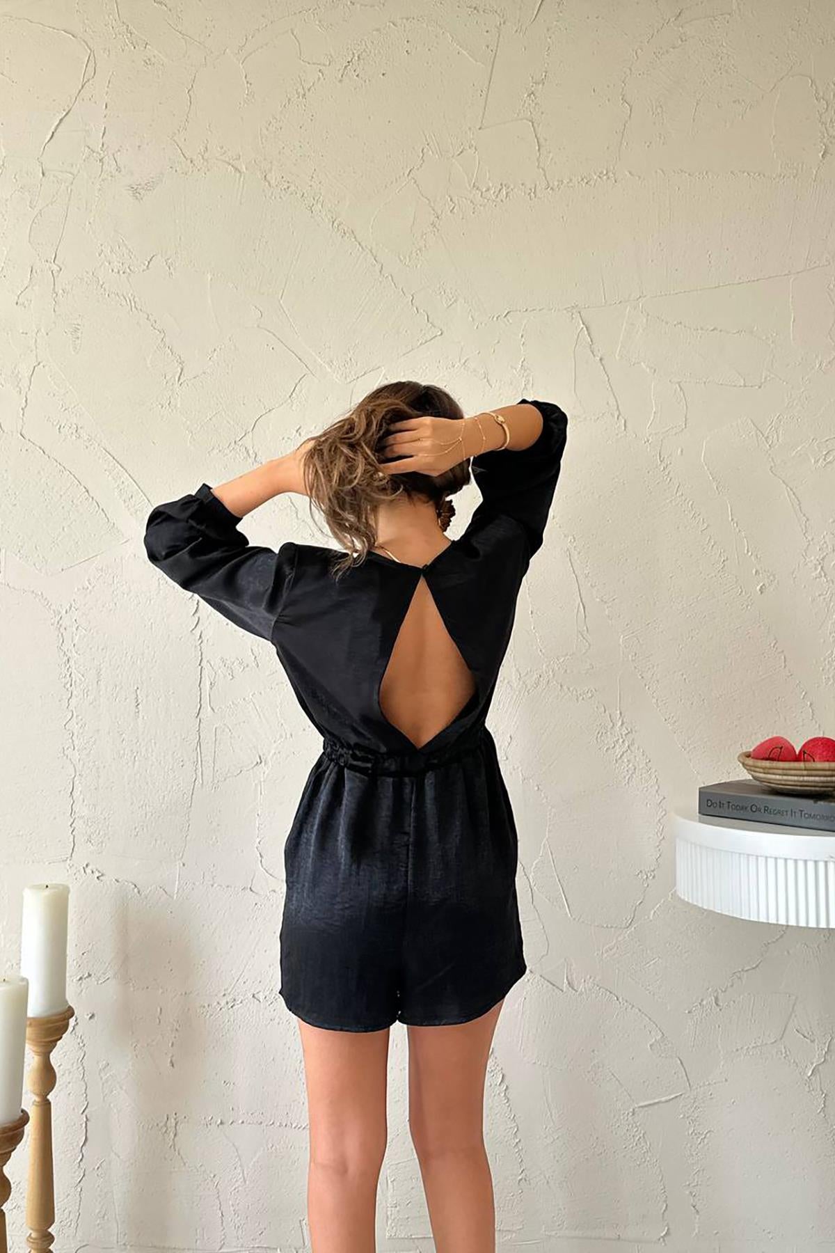 Toptan Siyah Şort Tulum