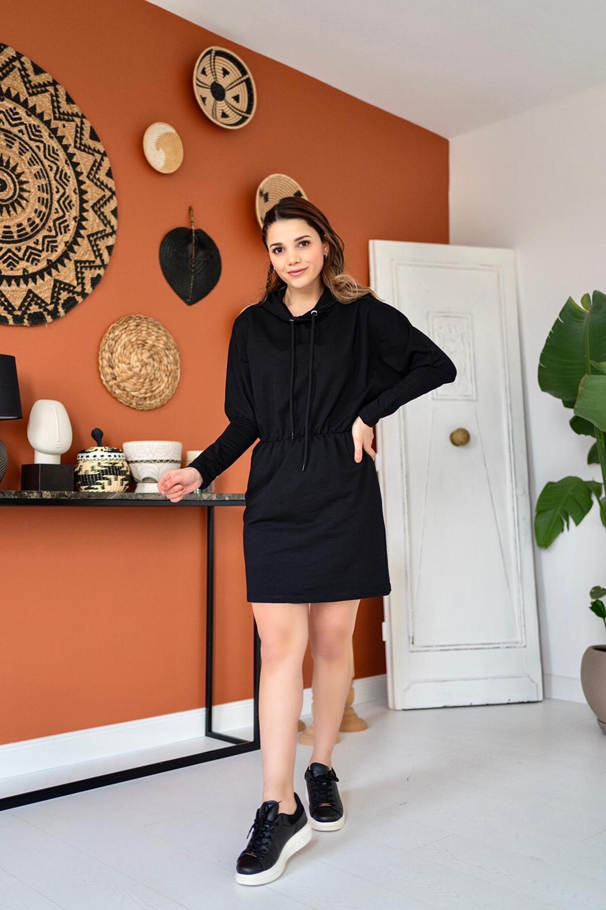 Toptan Siyah Sweatshirt Spor Elbise Siyah L