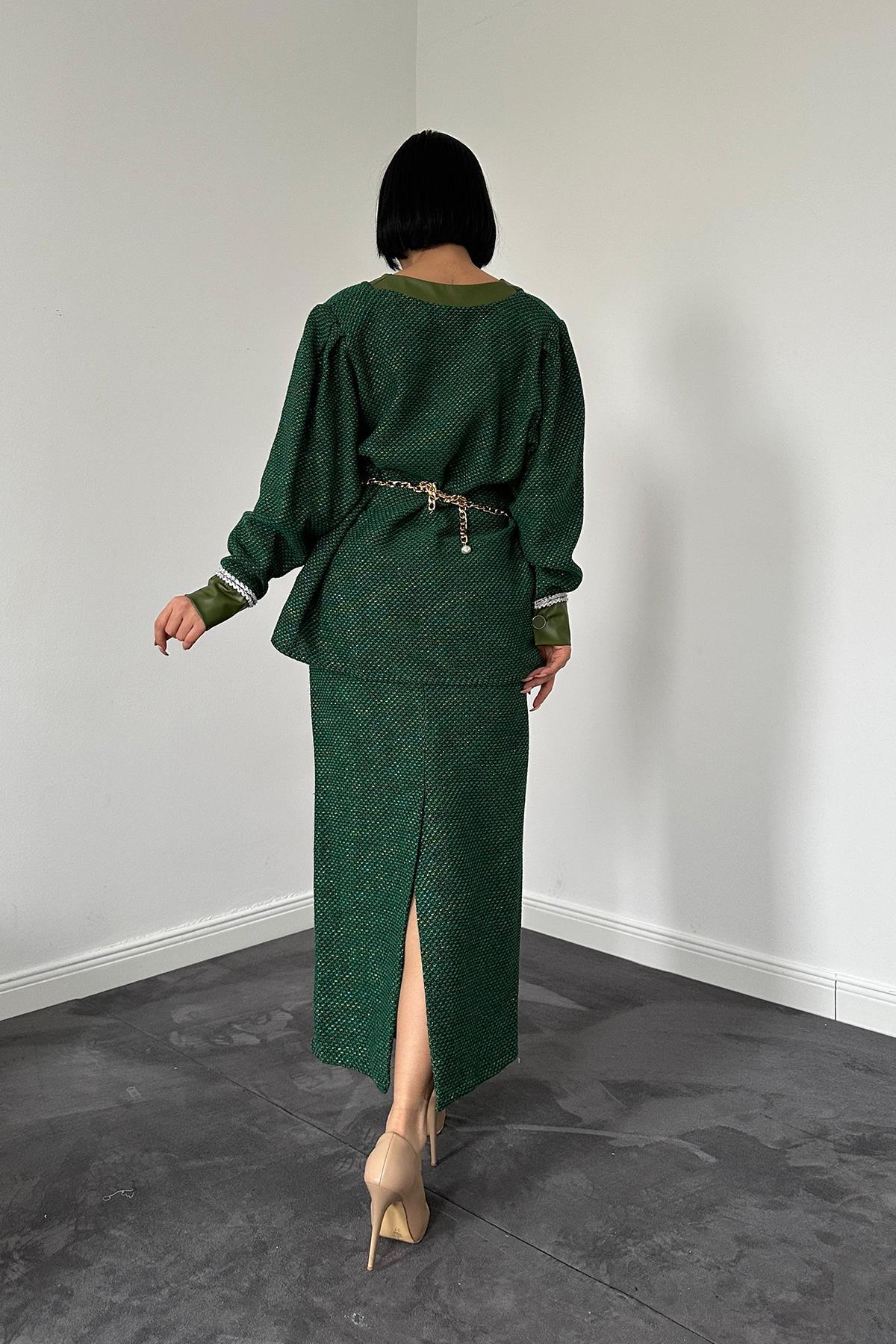 Toptan Yeşil Simli Tüvil Takım