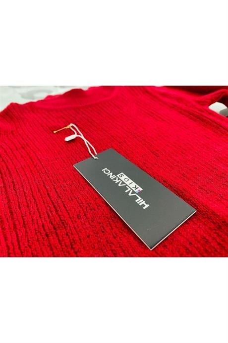 Triko Kazak ve Simli Pantolon Kırmızı 8 Yaş