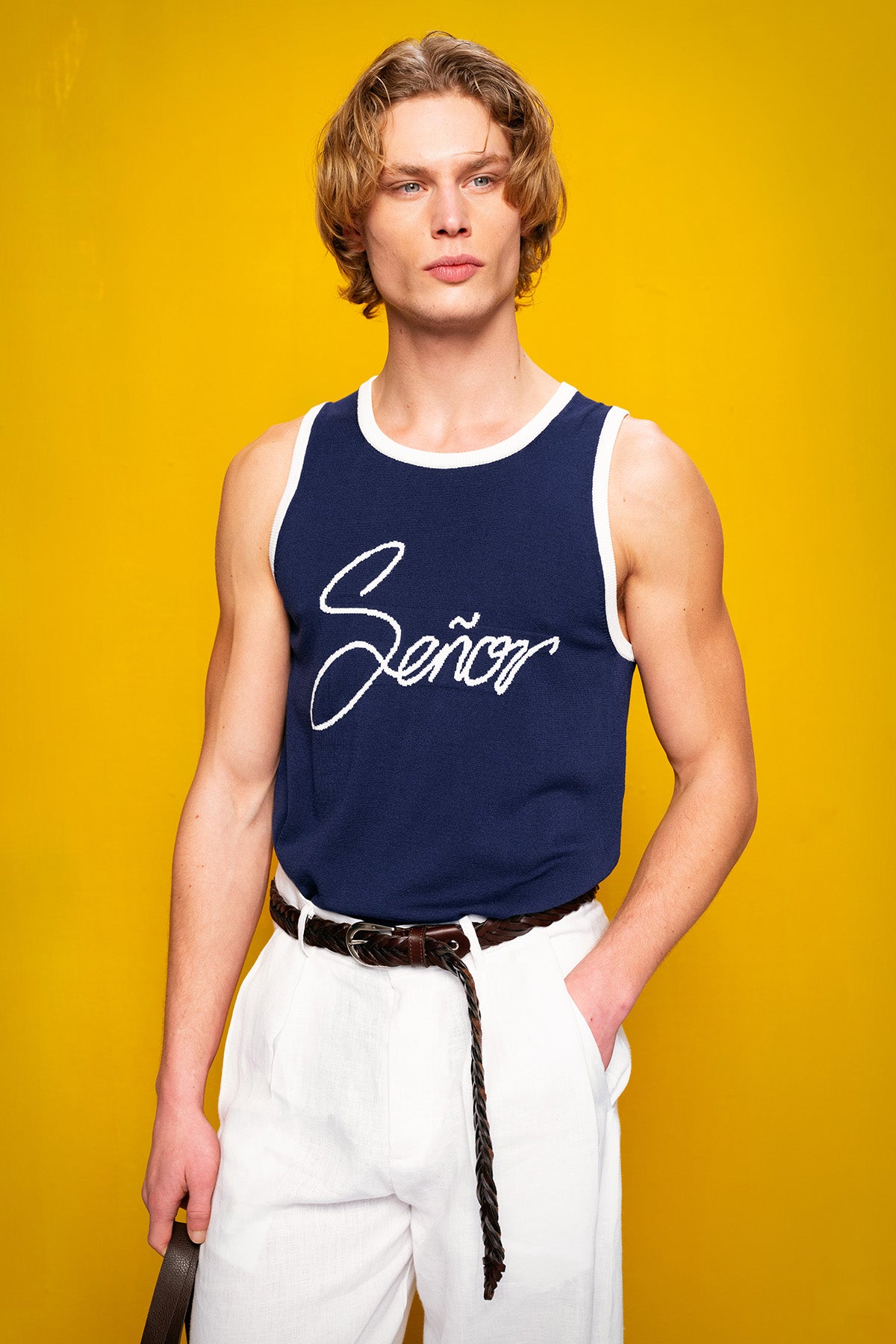 TRİKO KOLSUZ LACİVERT T-SHIRT