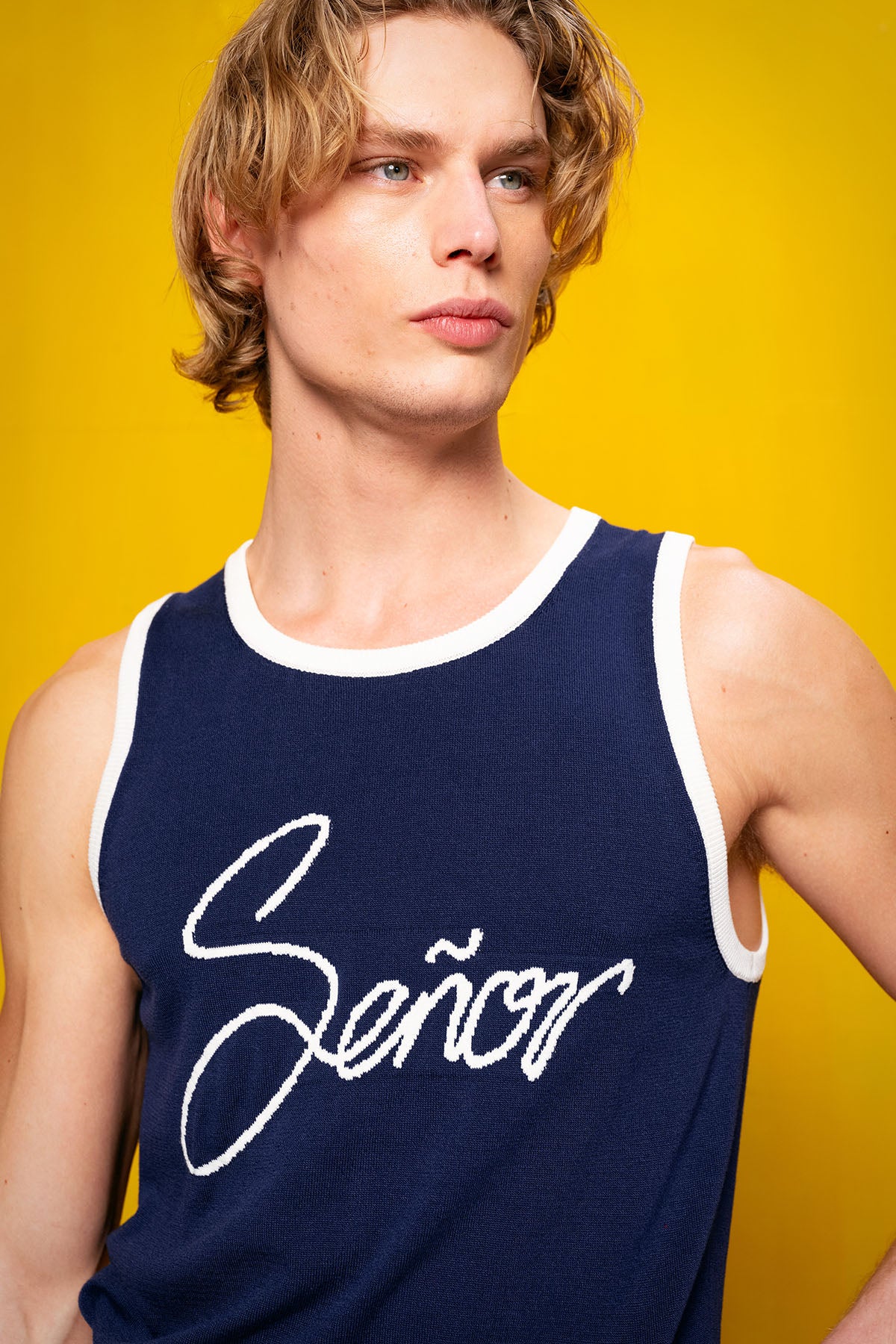 TRİKO KOLSUZ LACİVERT T-SHIRT - LACİVERT S-M