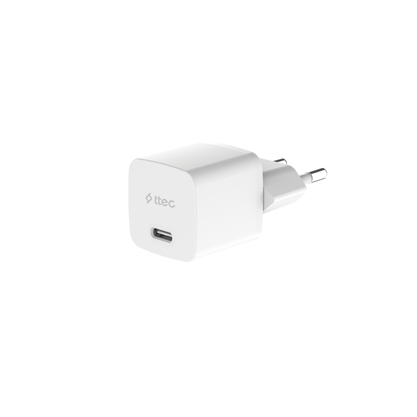 ttec SmartCharger GAN 30W PD Seyahat Hızlı Şarj Aleti + USB-C - Lightning 150cm Kablo Beyaz