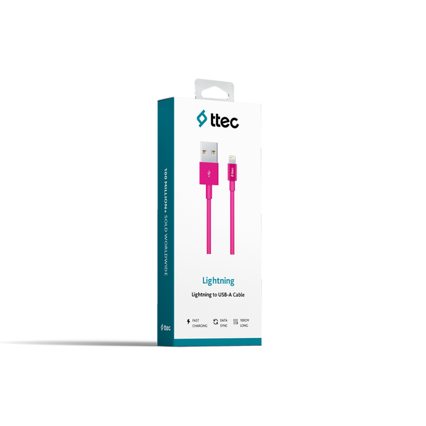 ttec USB-A - Lightning Şarj Kablosu- Pembe