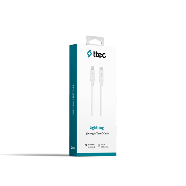 ttec USB-C - Lightning Hızlı Şarj Kablosu 150cm Beyaz