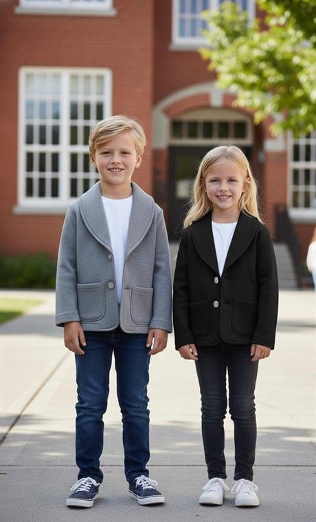 Unısex 3 Iplik Şardonlu Blazer Ceket Gri 6 Yaş