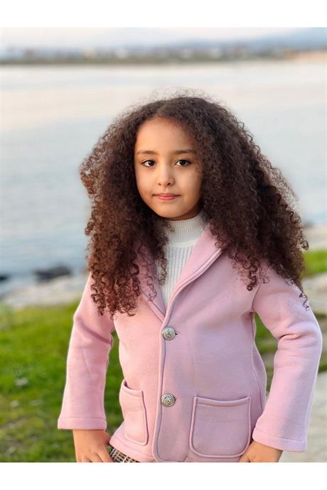 Unısex 3 Iplik Şardonlu Blazer Ceket Pembe 8 Yaş