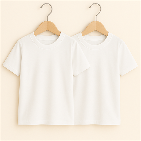 Unisex Basic Bisiklet Yaka 2'li T-shirt Beyaz 6 Yaş