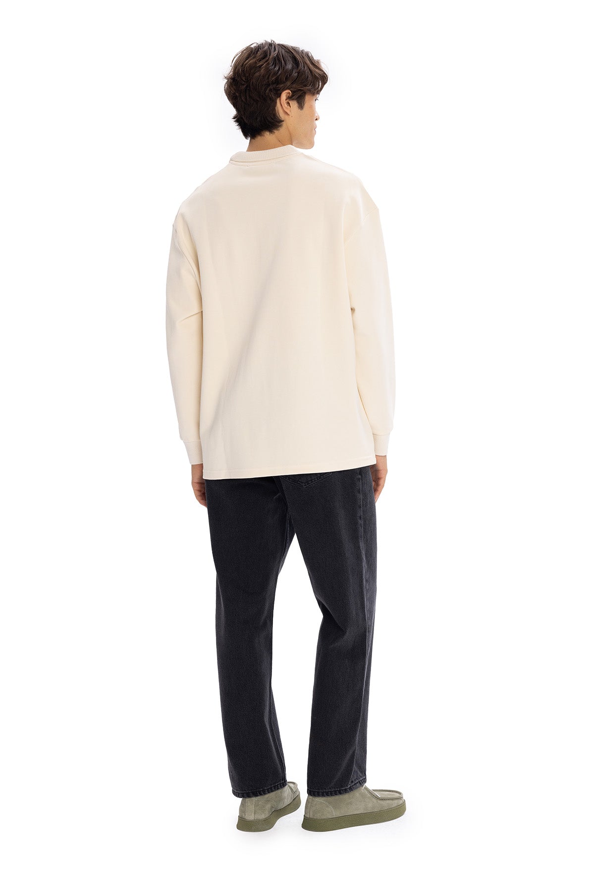 UZUN KOL POLO YAKA T-SHIRT - BEJ - BEJ S