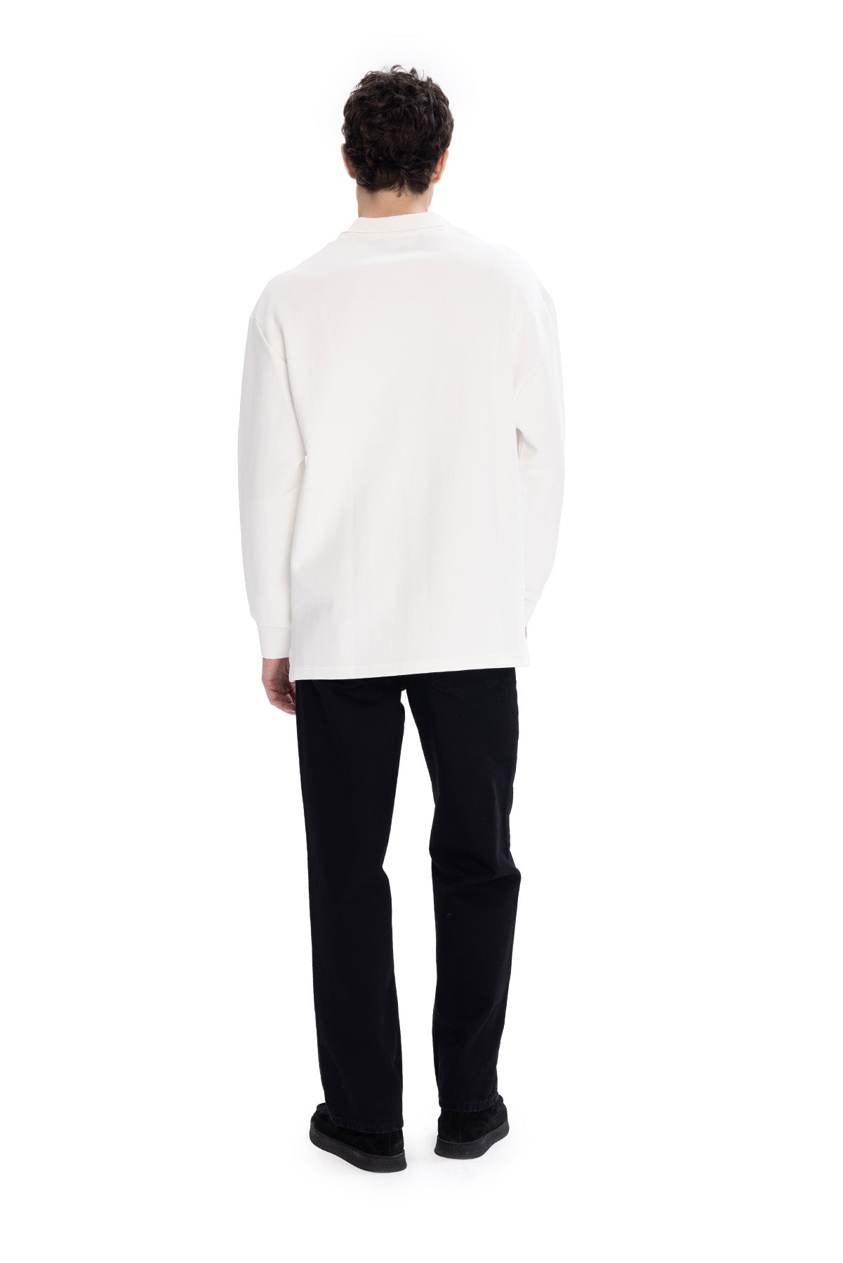 UZUN KOL POLO YAKA T-SHIRT - BEYAZ - BEYAZ M