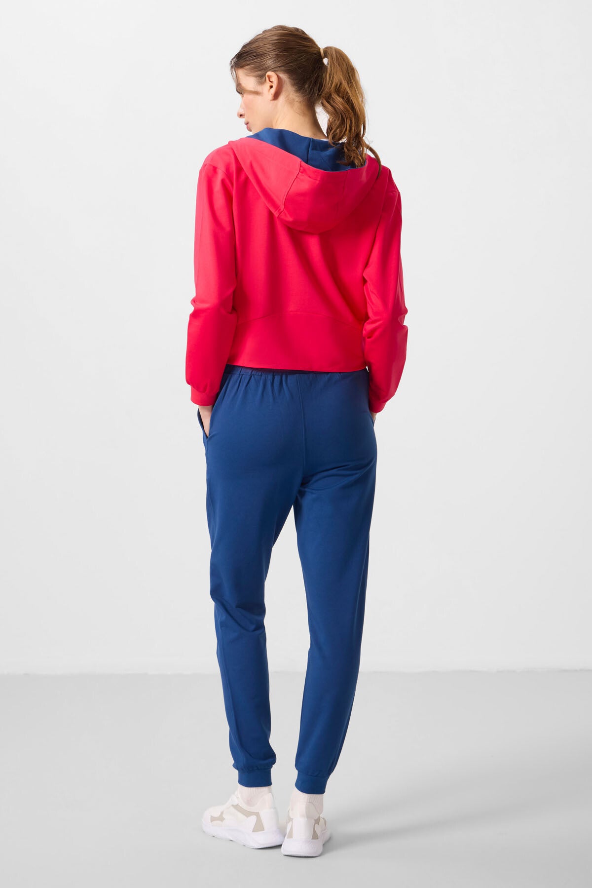 Viva Kırmızı-Parlament Kapüşonlu Fermuarlı Oversize Kadın Eşofman Takım - 95328