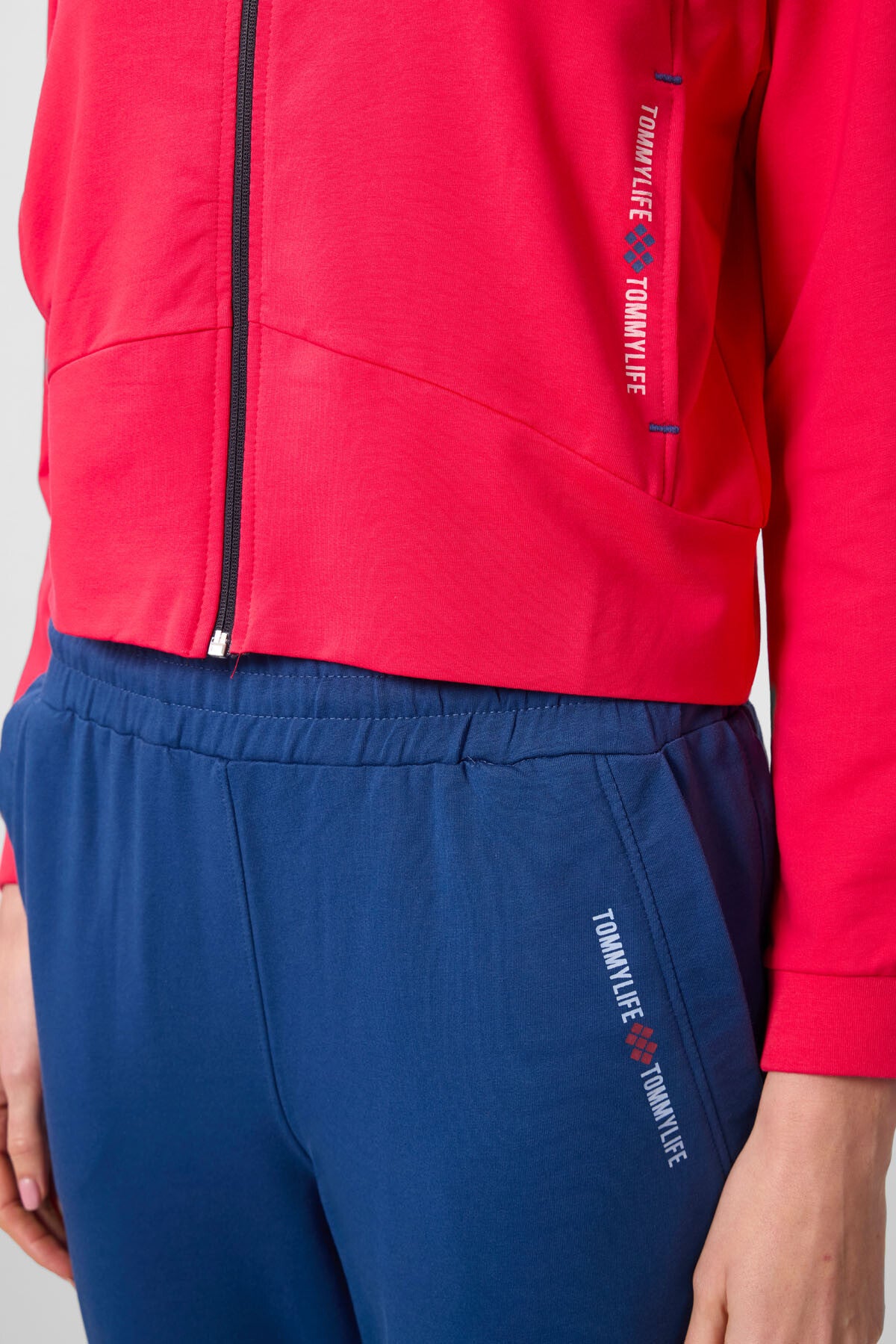 Viva Kırmızı-Parlament Kapüşonlu Fermuarlı Oversize Kadın Eşofman Takım - 95328