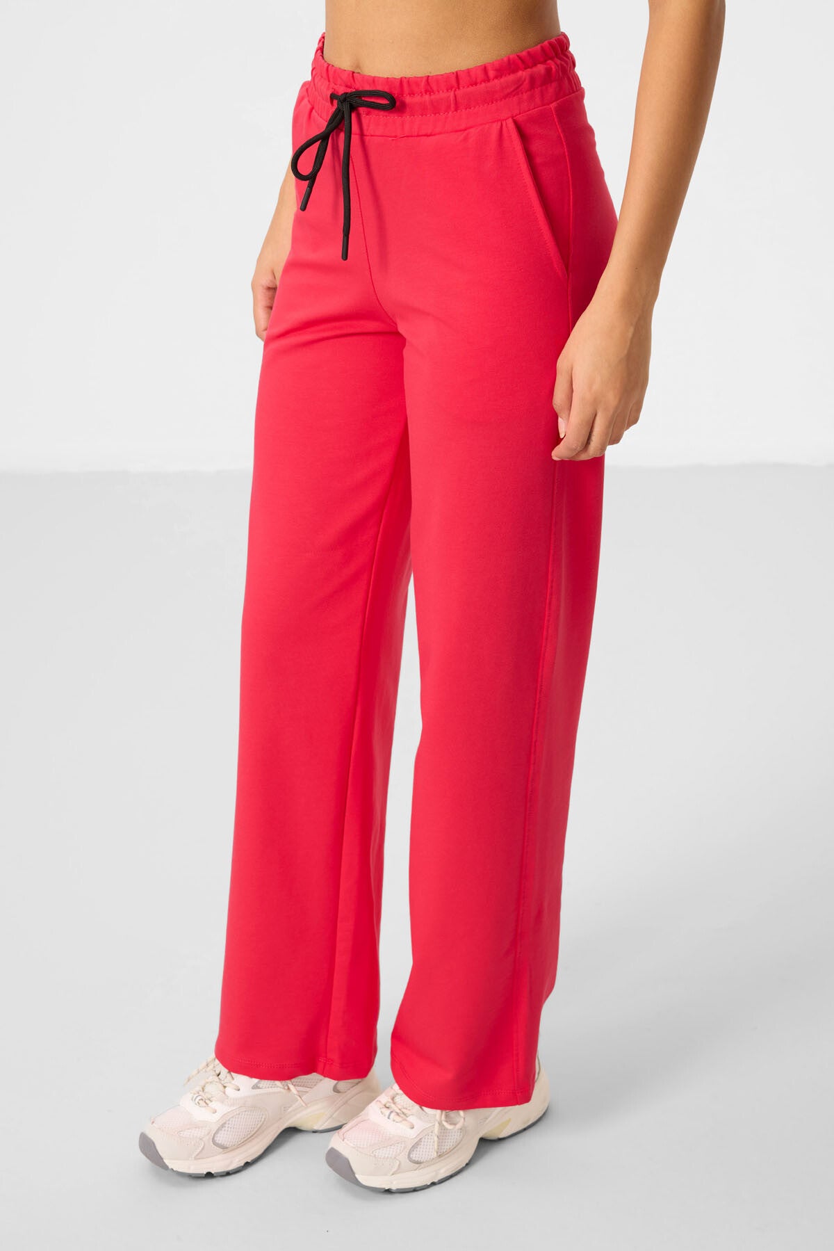 Viva Kırmızı Dik Yaka Fermuarlı Pamuklu Kadın Eşofman Tunik Takım - 95346