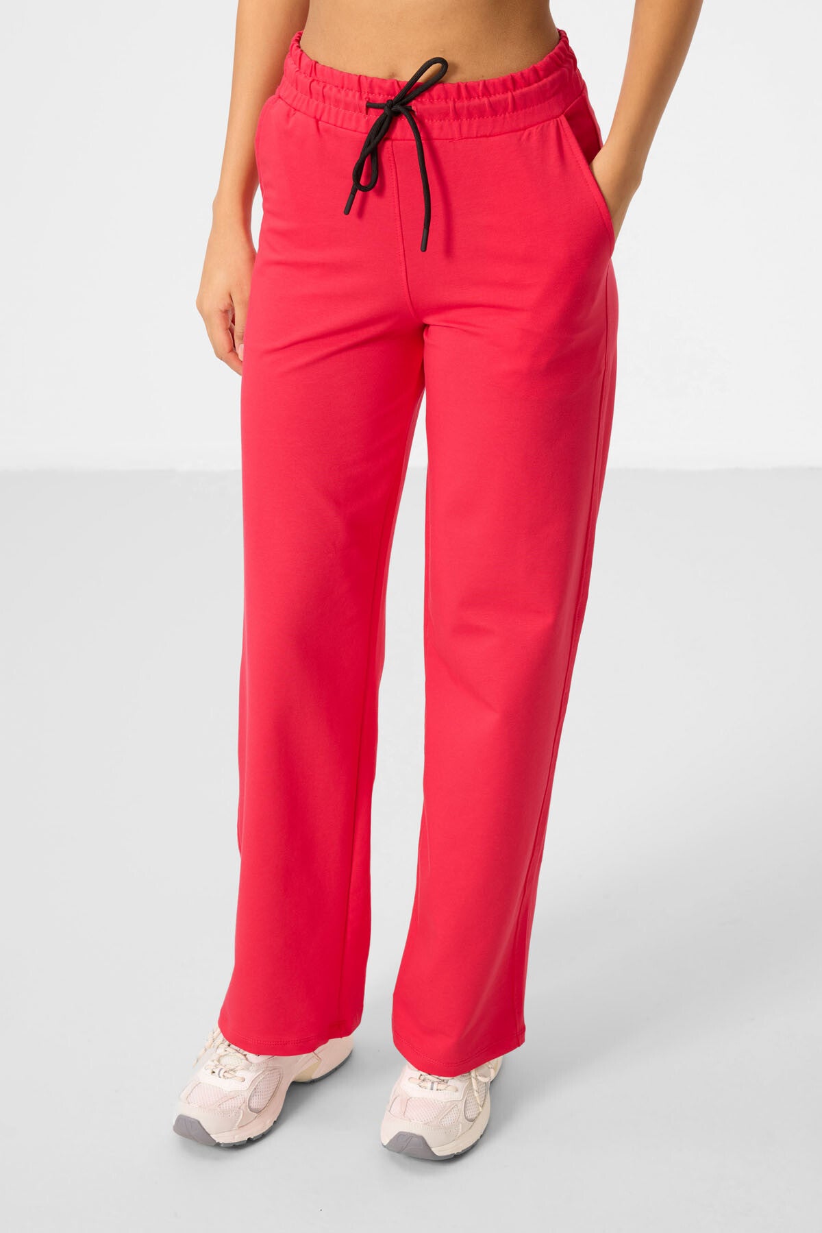 Viva Kırmızı Dik Yaka Fermuarlı Pamuklu Kadın Eşofman Tunik Takım - 95346