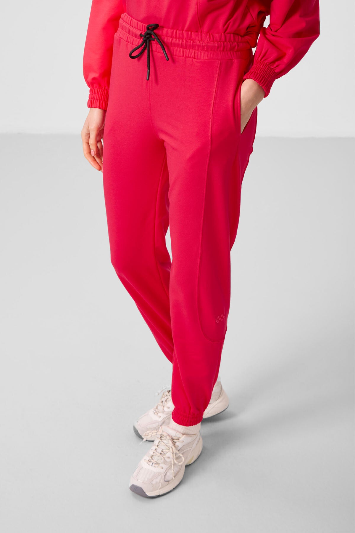 Viva Kırmızı O Yaka Basic Oversize Kadın Eşofman Tunik Takım - 95347