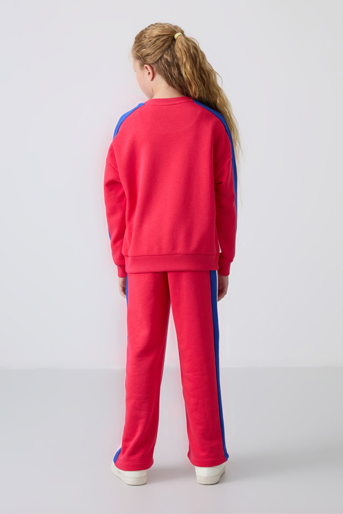 Viva Kırmızı O Yaka Geniş Paça Standart Fit Baskılı Kız Çocuk Eşofman Takım - 75165