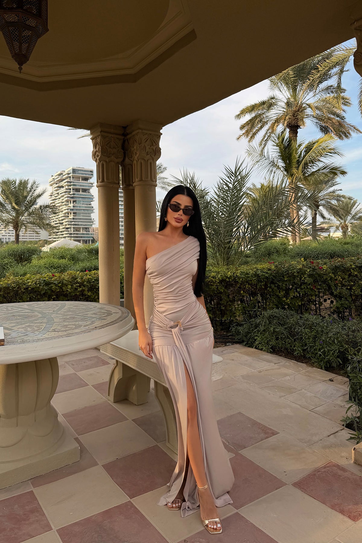 Vizon Nicolette Uzun Yırtmaçlı Elbise ATE-4595