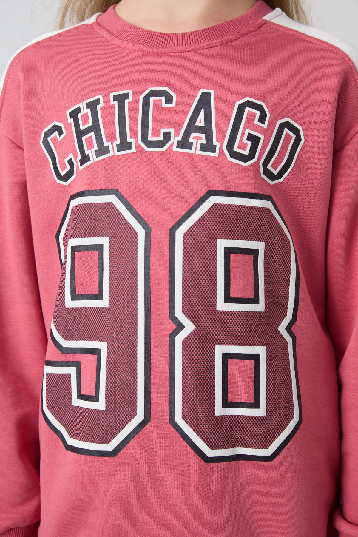 Yaban Gülü Pamuklu İçi Tüylü Yumuşak Dokulu Standart Fit Baskılı Kız Çocuk Eşofman Takım - 75170