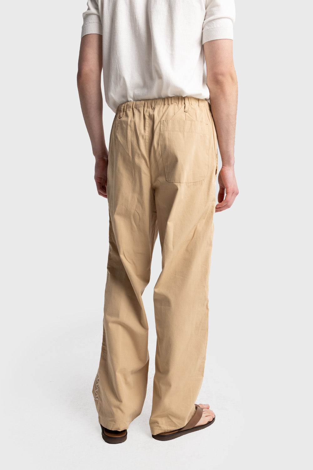 YANI İŞLEMELİ POPLIN PANTOLON - TABA XL