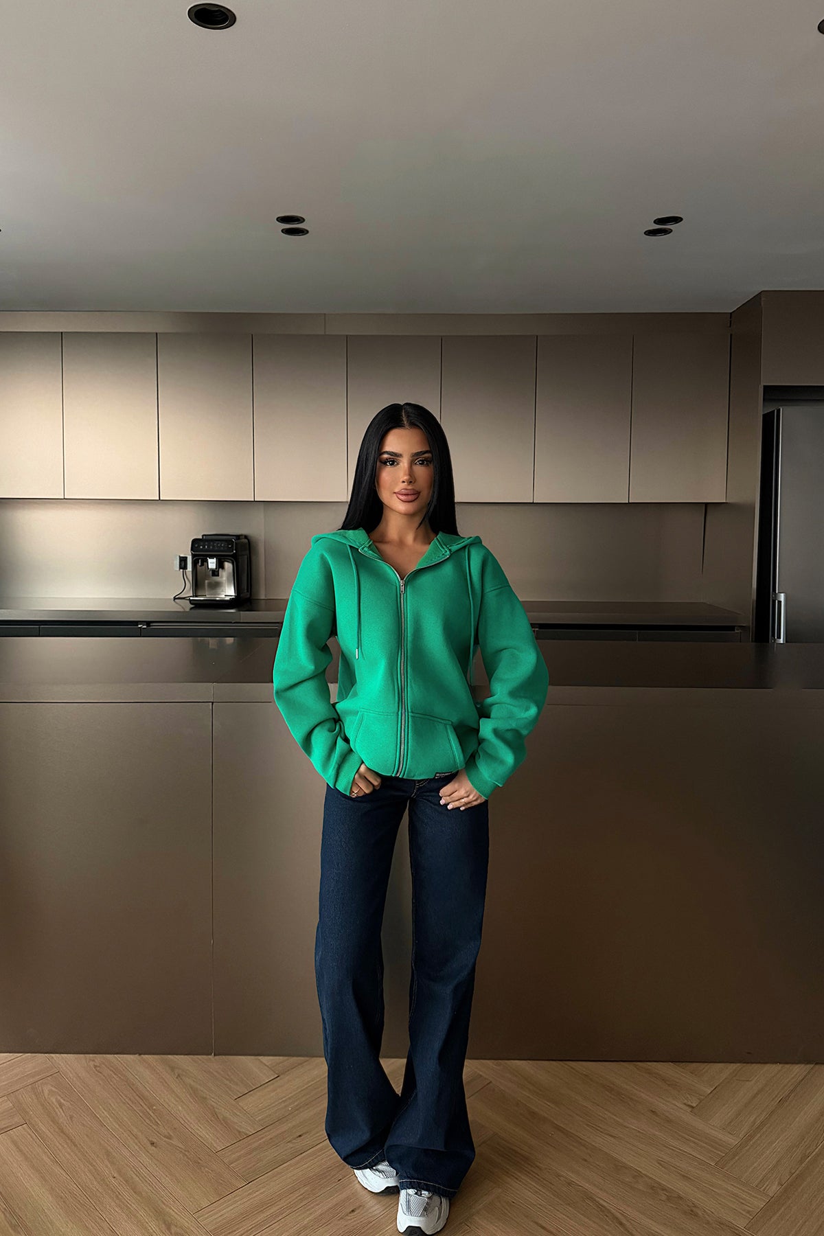 Yeşil Medias Kapüşonlu Hırka ATE-4866