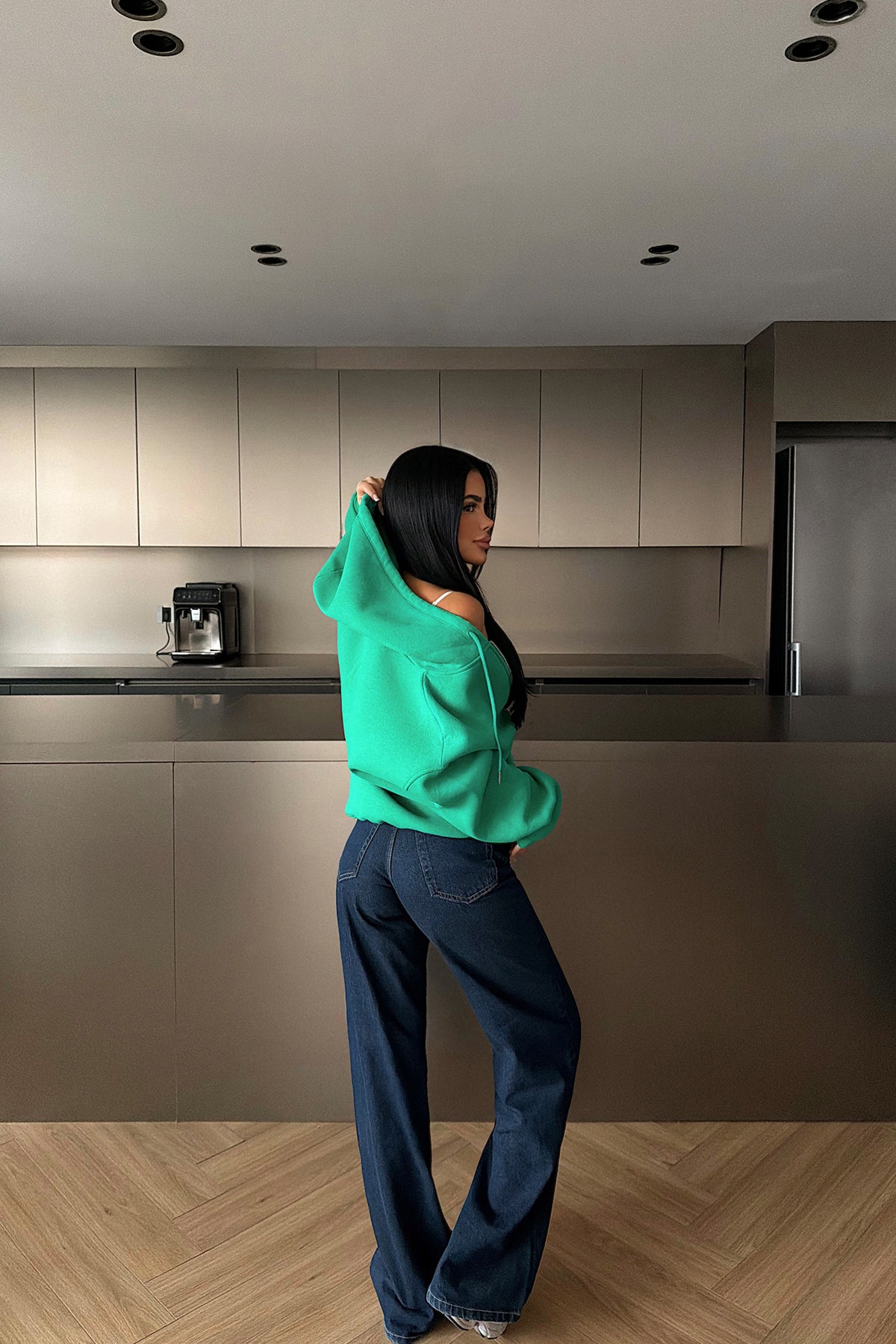 Yeşil Medias Kapüşonlu Hırka ATE-4866