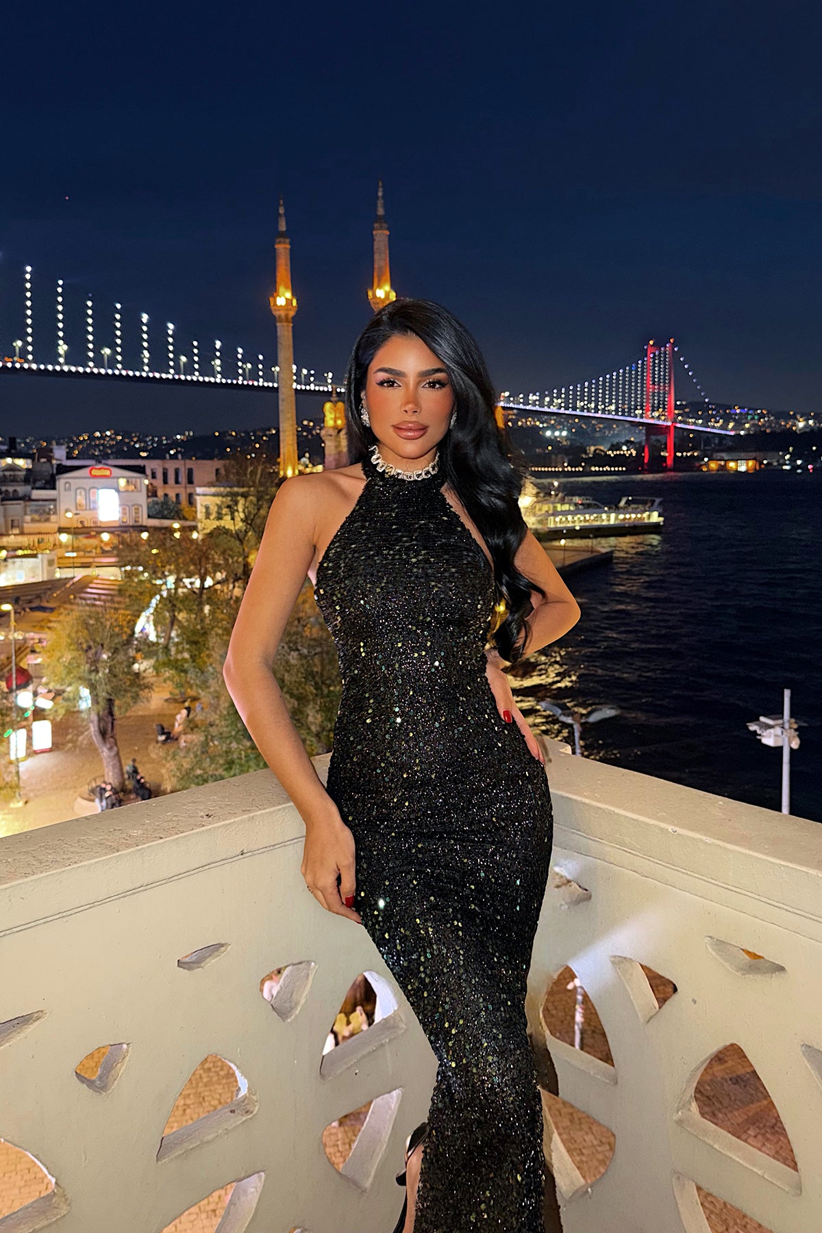 Yeşil Shion Payetli Elbise ATE-4372