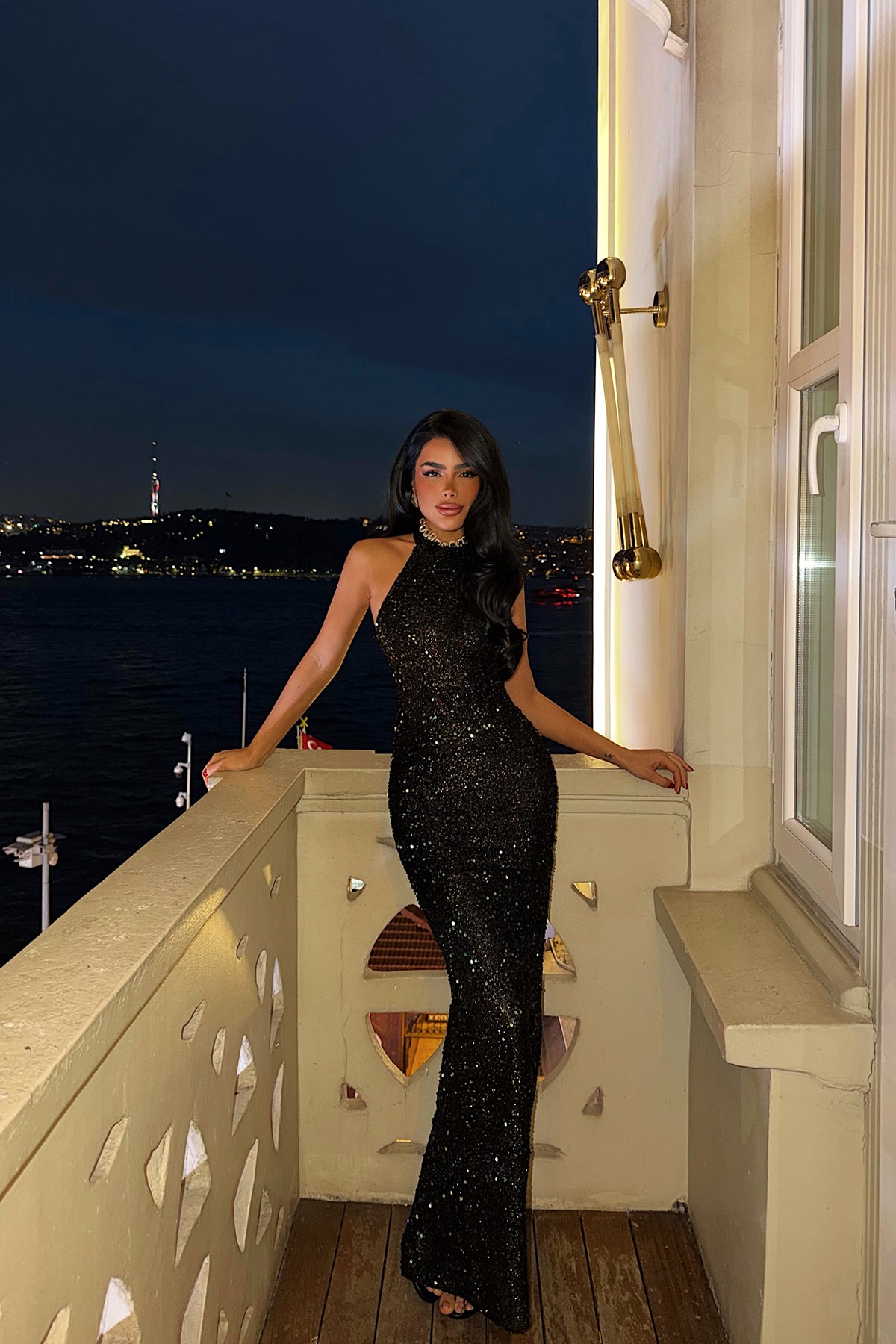 Yeşil Shion Payetli Elbise ATE-4372