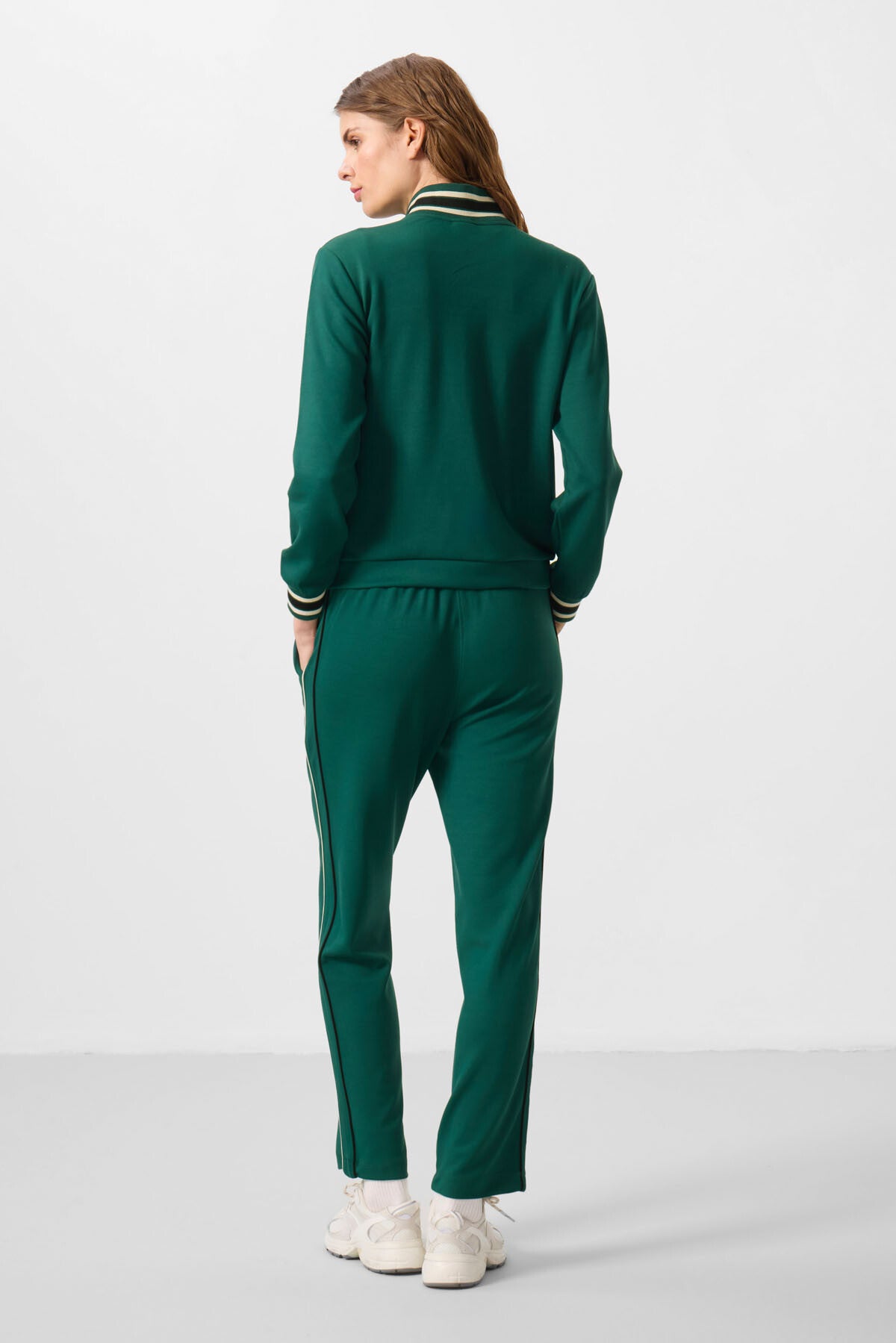 Yeşil Yumuşak Dokulu Triko Dik Yaka Oversize Kadın Eşofman Takım - 95350