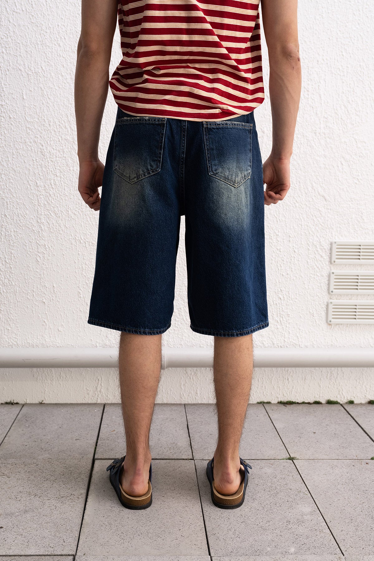 YIRTIKLI JEAN MAVİ ŞORT - MAVİ XXL