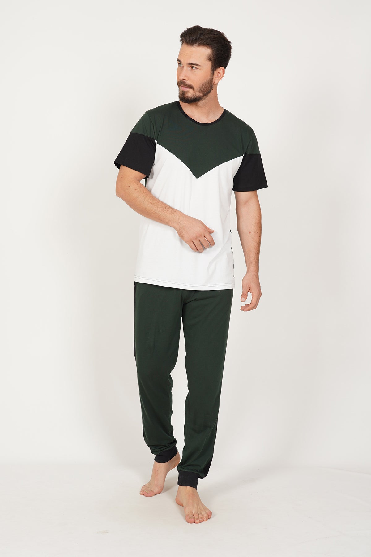 CEPLI ERKEK P.SUPREM O YAKA KISA KOL MANSETLI PIJAMA TAKIM