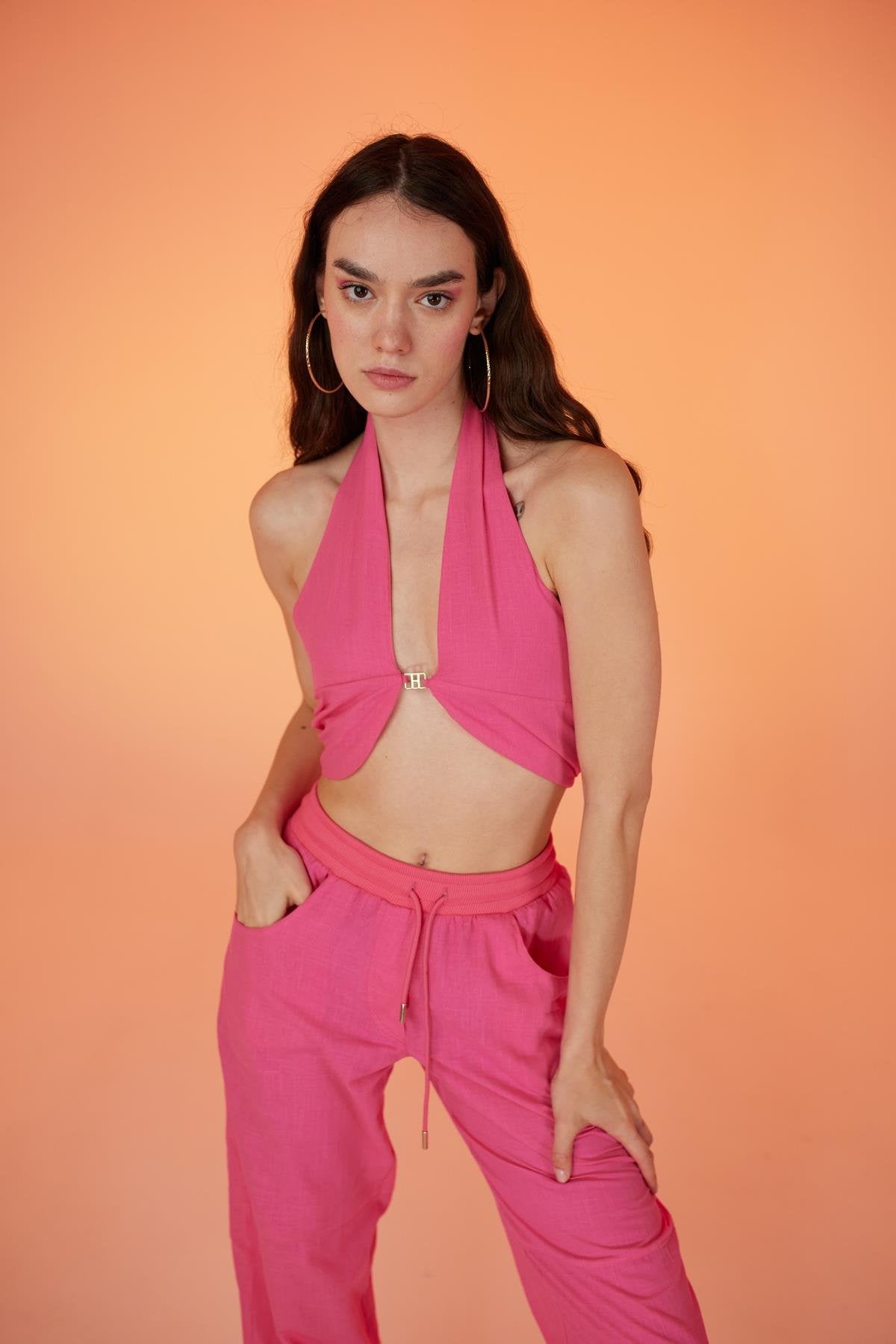 Rise Aksesuarlı Bluz Pembe