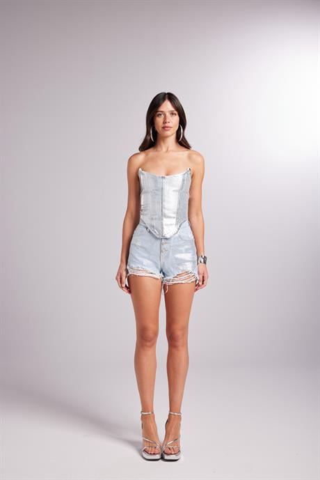Glossy Jean Şort Mavi Mavi L / 30