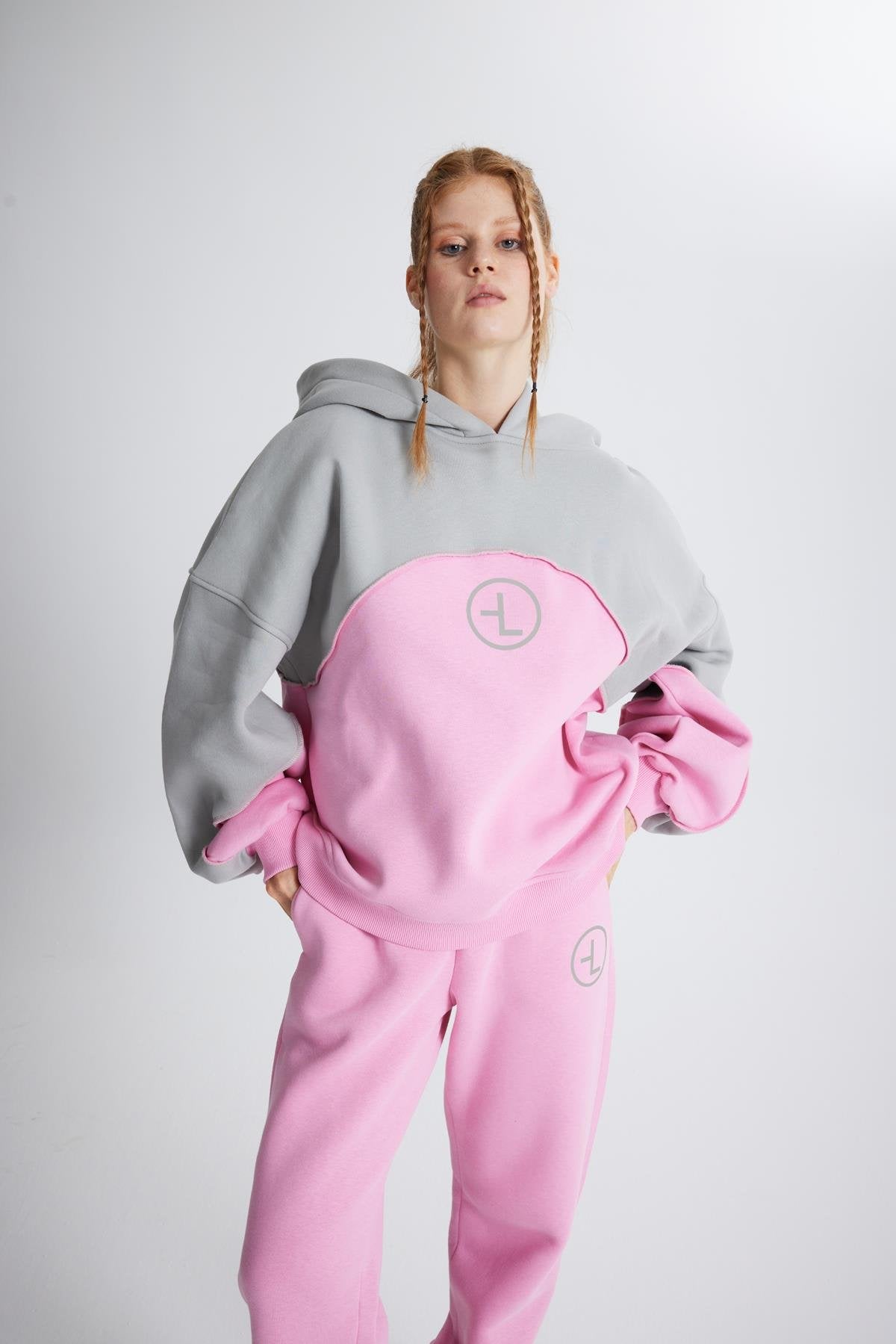 Şardonlu 3 İplik Kumaş Oversize Kapişonlu Revenge Sweatshirt Pembe