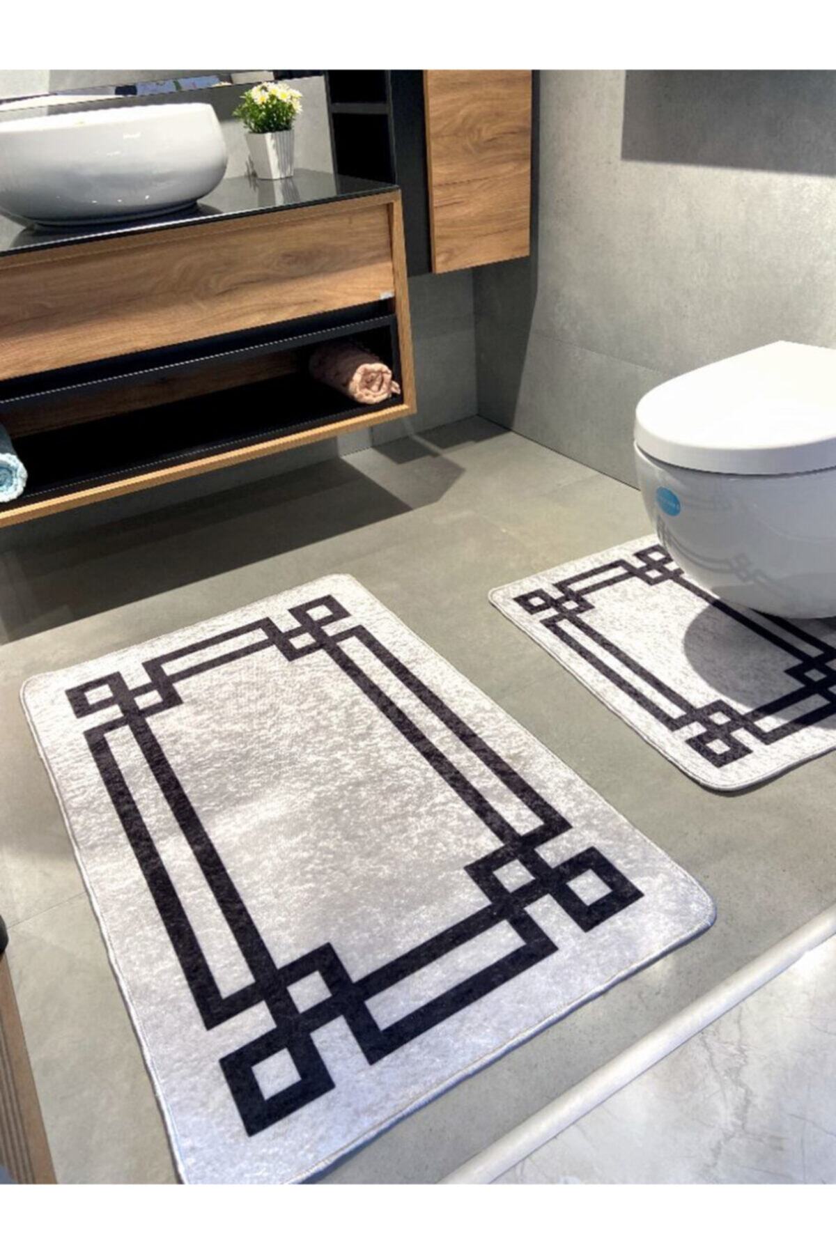 Lateks Taban (60X100 - 60X50) İkili Banyo Paspas Takımı - VİZON KAHVE