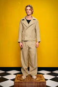 100% Linen Double-Breasted Khaki Jacket