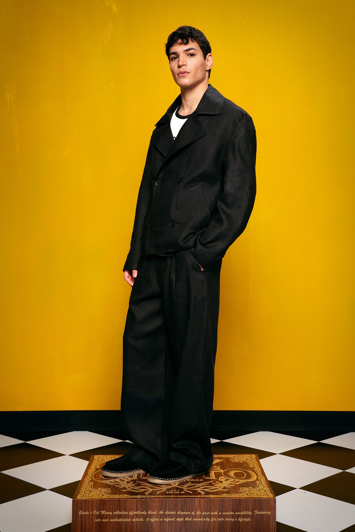 %100 KETEN KRUVAZE SİYAH CEKET - SİYAH S