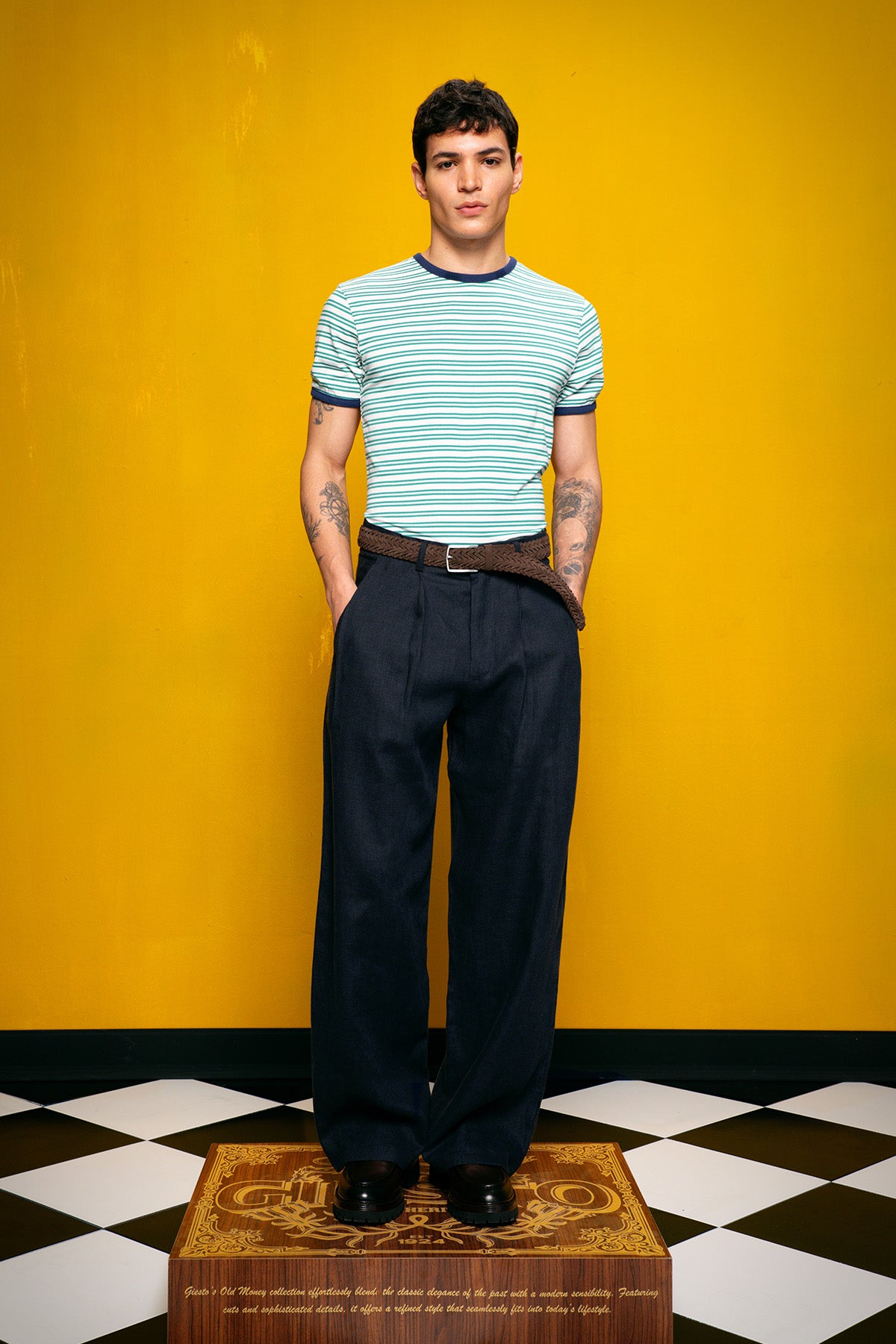 %100 KETEN LACİVERT PANTOLON - LACİVERT XL