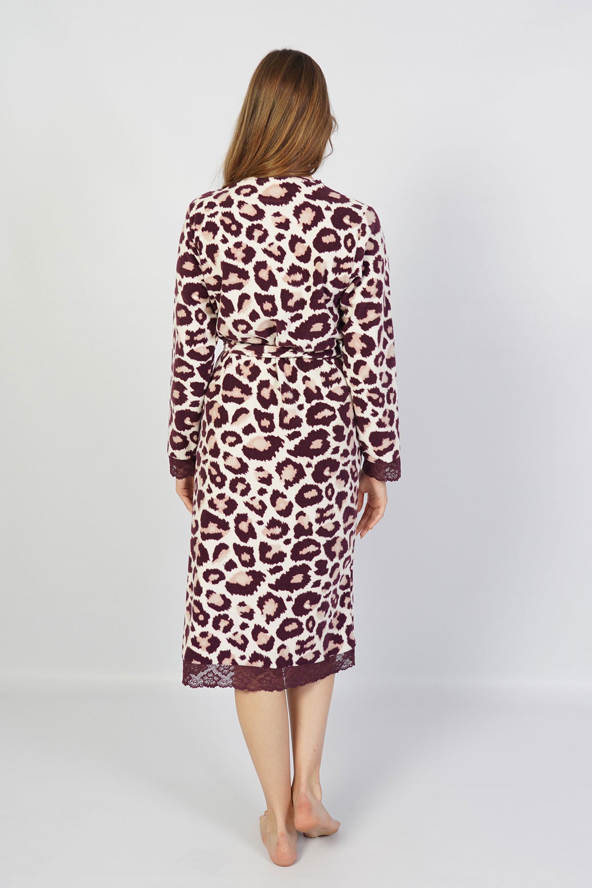 Woman Fleece Leopard Dressing Gown