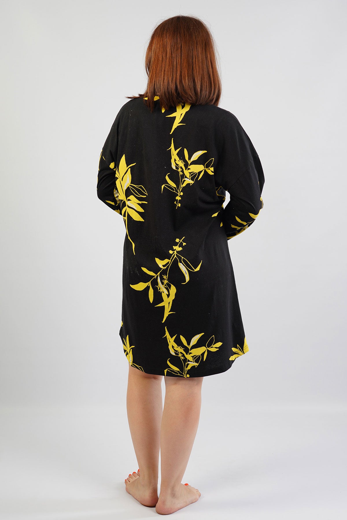Woman Big Size Yellow Flower Tunic